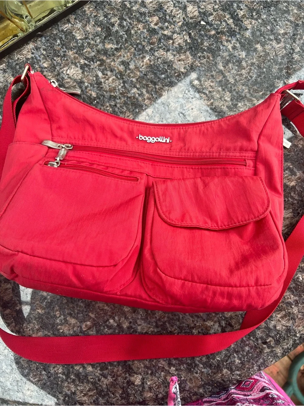Baggallini Vibrant Red Nylon Crossbody with Multiple Pockets